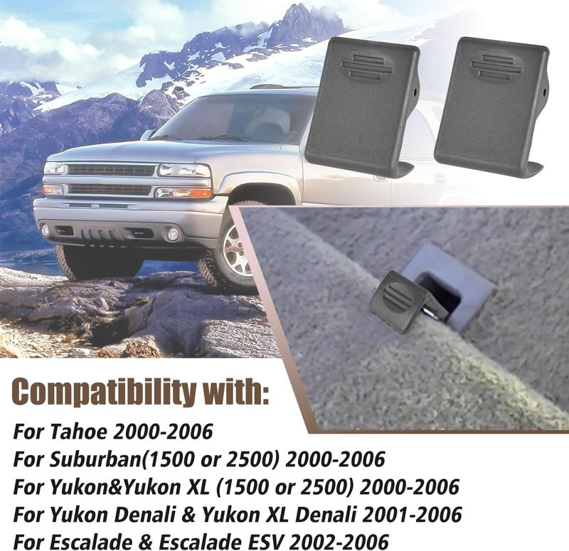 OICCTBF BILLFARO 2Pcs Second Row Rear Seat Latch Clip Repair Fix,Seat Back Folding Latch Button Lock Release Cover for Tahoe for Suburban (1500 or 2500) for Yukon for Yukon XL (1500 or 2500) 2000-2006 (Gray) - Image 2